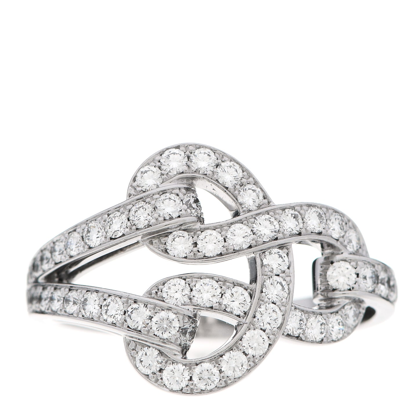 18K White Gold Diamond Agrafe Ring 59 8.75