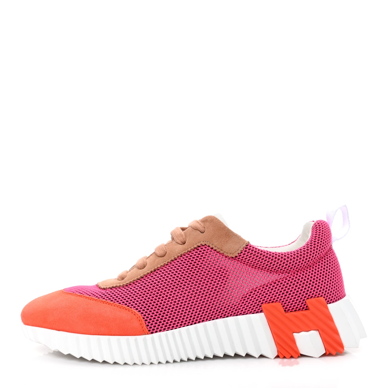 Hermes Air Mesh Suede Goatskin Bouncing Sneakers 38.5 Rose Multicolor 1 of 7