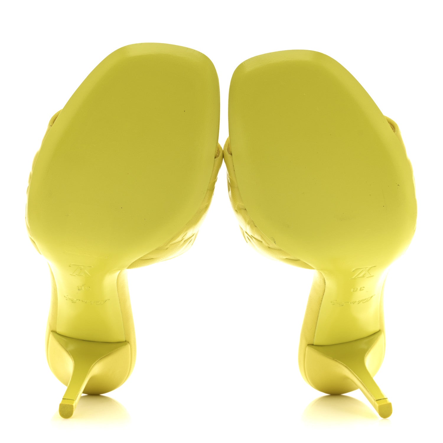 Louis Vuitton Lambskin Embossed Monogram Revival Mules 38 Neon Yellow 6 of 10