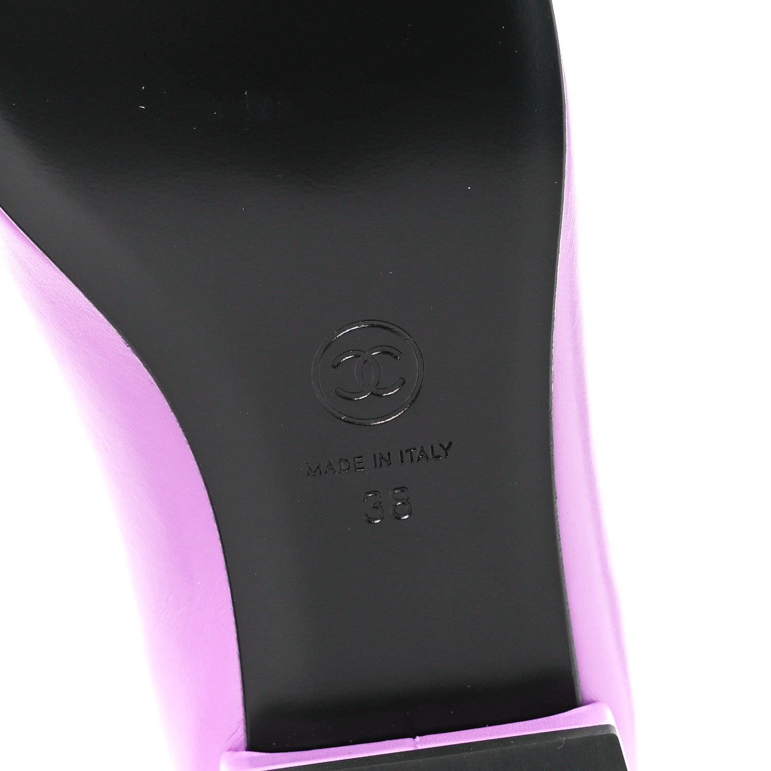 Chanel Calfskin Cap Toe T Strap CC Flats 38 Purple Black 6 of 9
