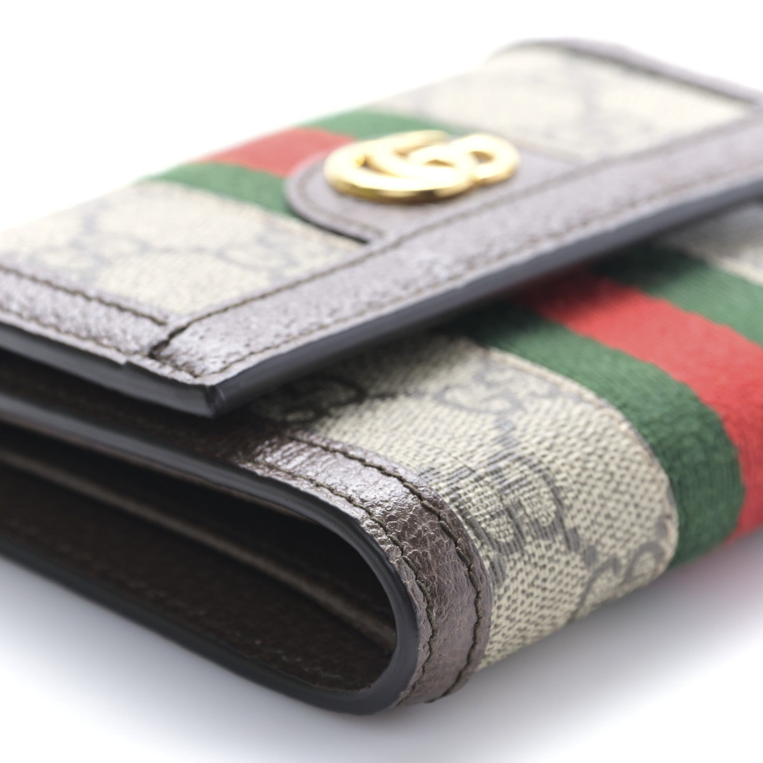 Gucci GG Supreme Monogram Web Ophidia Compact Wallet Beige New Acero 8 of 10