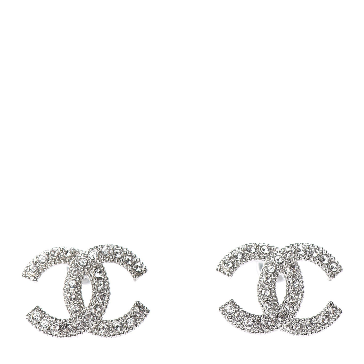 Chanel Crystal CC Earrings Silver 1 of 4