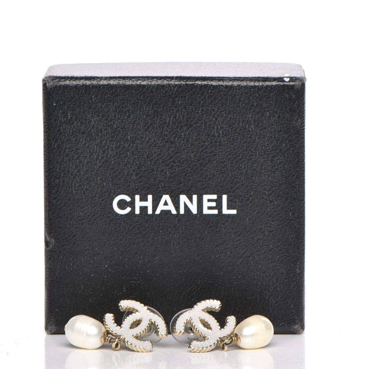 Chanel Glitter Enamel CC Pearl Drop Earrings Gold 5 of 5