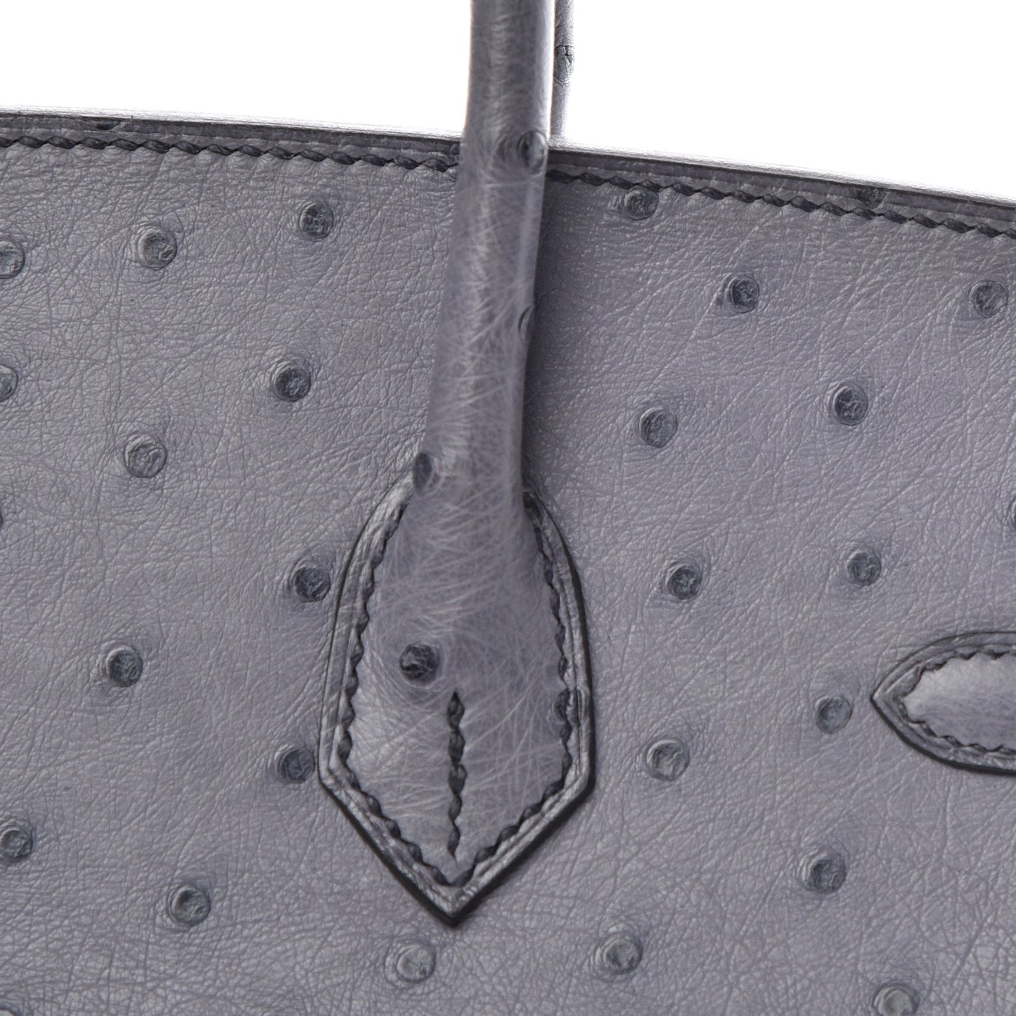 Ostrich Horseshoe Birkin 25 Gris Agate Bleu Marine