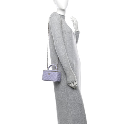 Chanel Lambskin Quilted Small Top Handle Vanity Case With Chain Light Purple 2 of 12