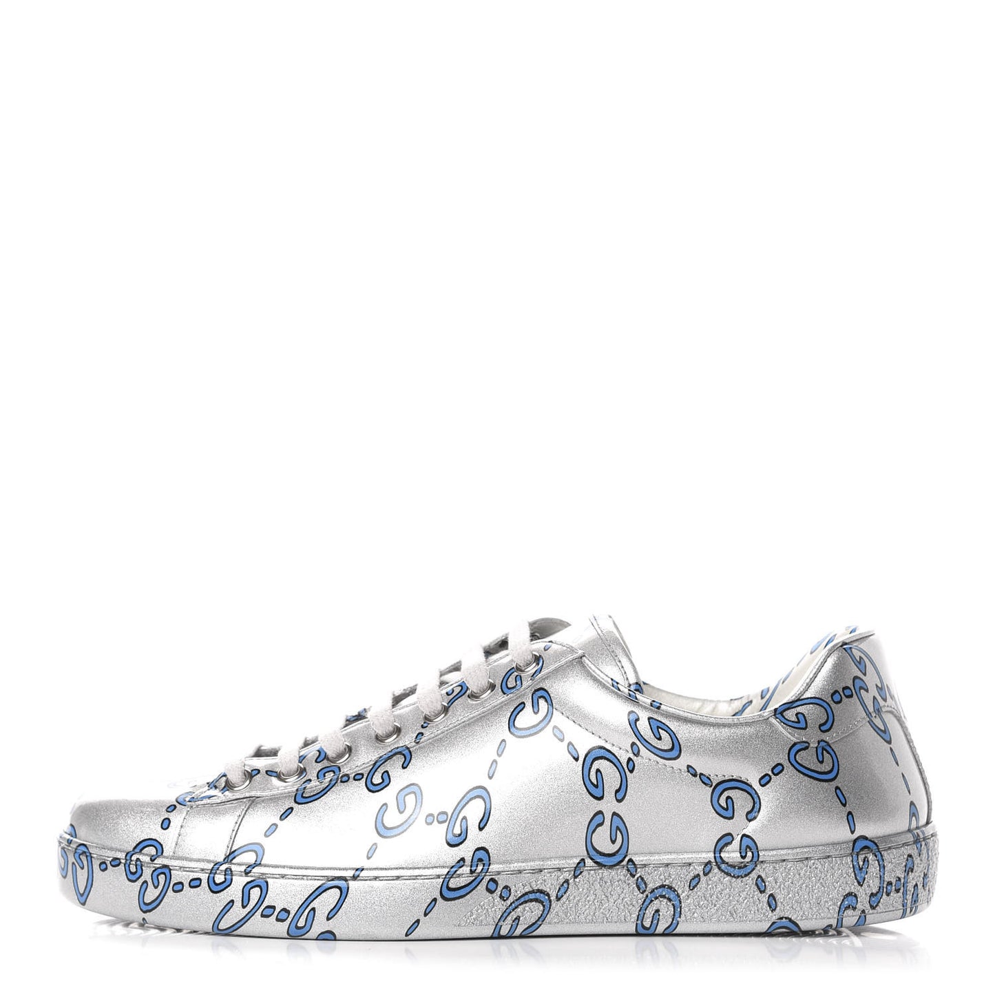 Miro Rubber Wax GucciGhost Print Mens New Ace Sneakers 9 Silver