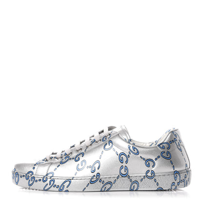 Gucci Miro Rubber Wax GucciGhost Print Mens New Ace Sneakers 9 Silver 1 of 9