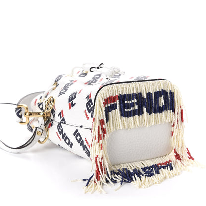 Fendi X FILA Calfskin F is Fendi Mania Fringe Mini Mon Tresor Bucket Bag White 5 of 12