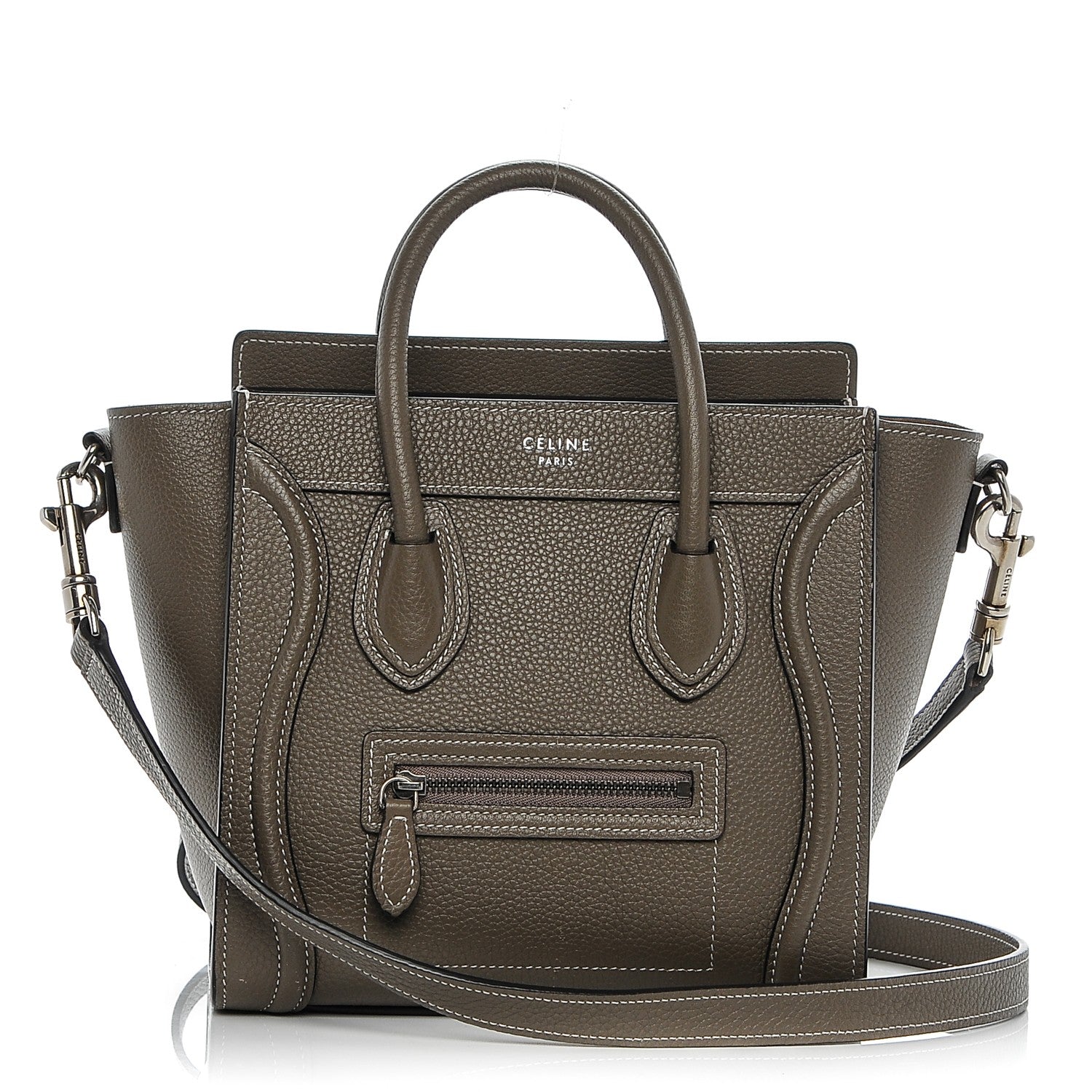 Celine Drummed Calfskin Nano Luggage Souris 1 of 6