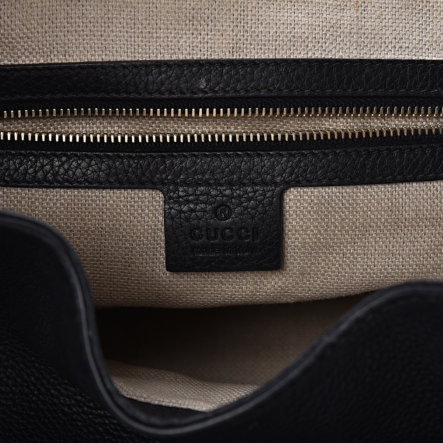Gucci Pebbled Calfskin Medium Greenwich Shoulder Bag Black 7 of 10