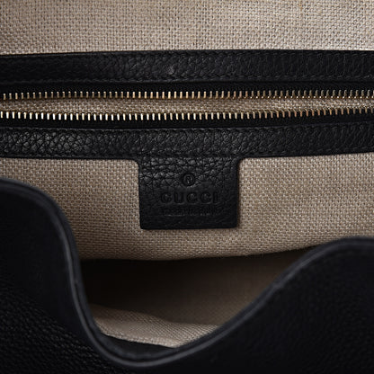 Gucci Pebbled Calfskin Medium Greenwich Shoulder Bag Black 7 of 10