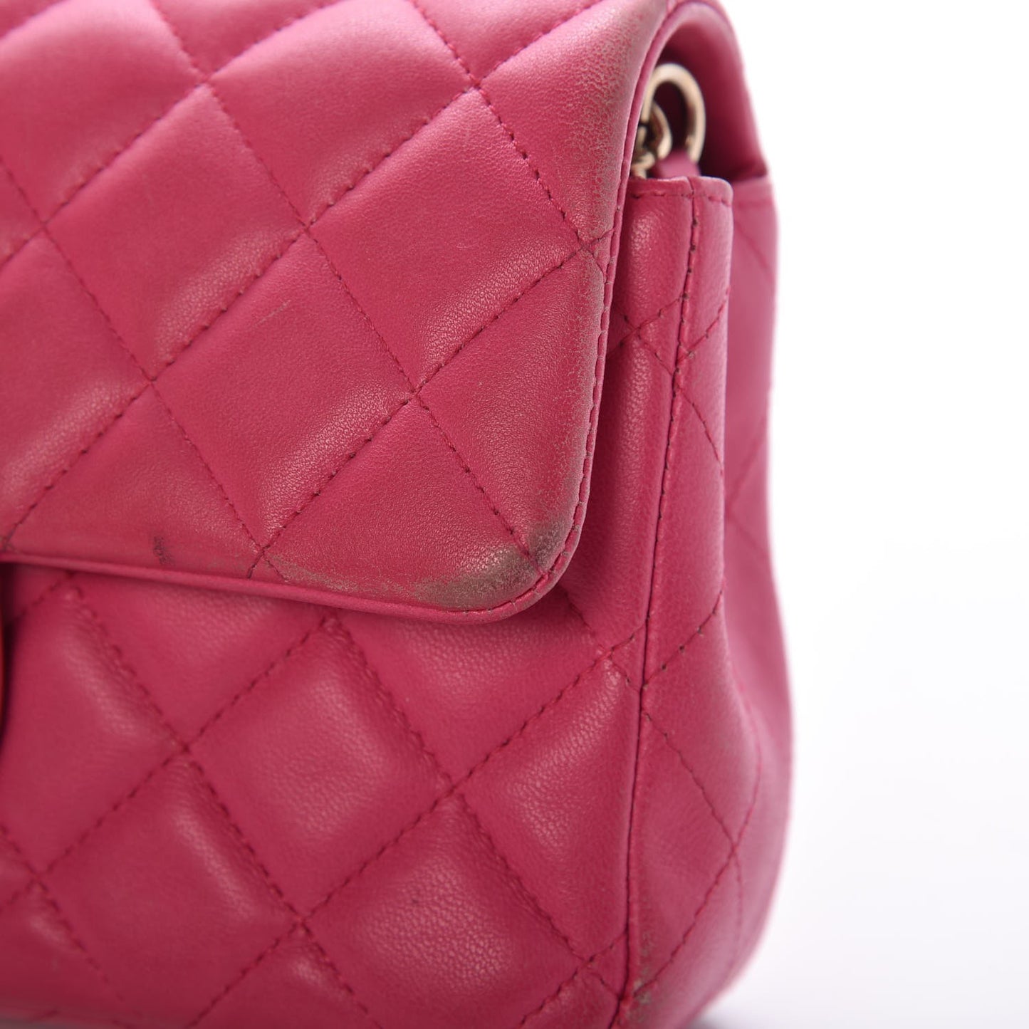 Lambskin Quilted Mini Rectangular Flap Dark Pink