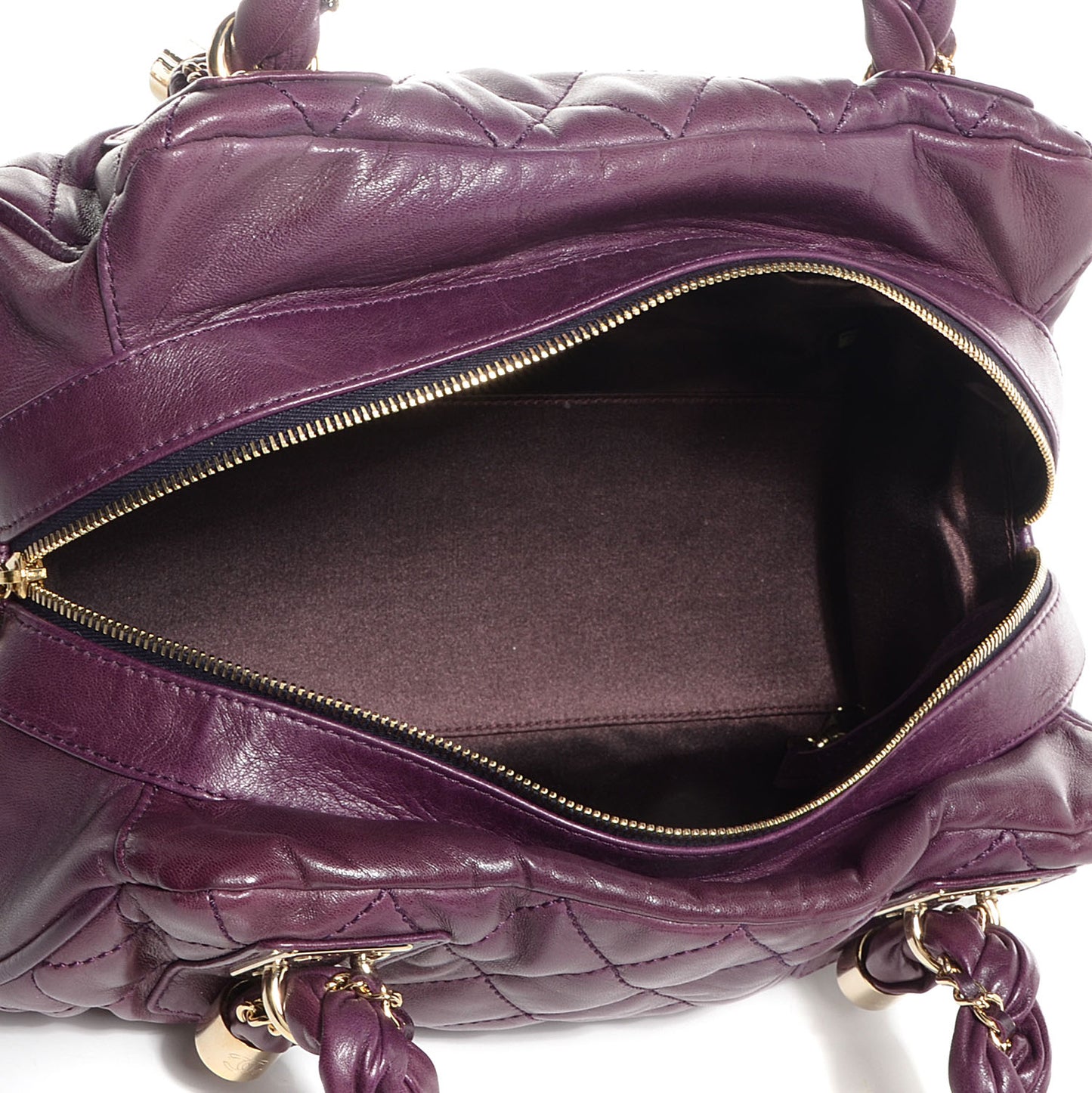 Distressed Lambskin Lady Braid Bowler Purple
