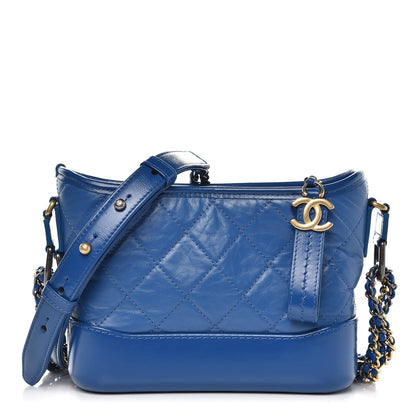 Chanel Aged Calfskin Quilted Small Gabrielle Hobo Blue 1 of 8