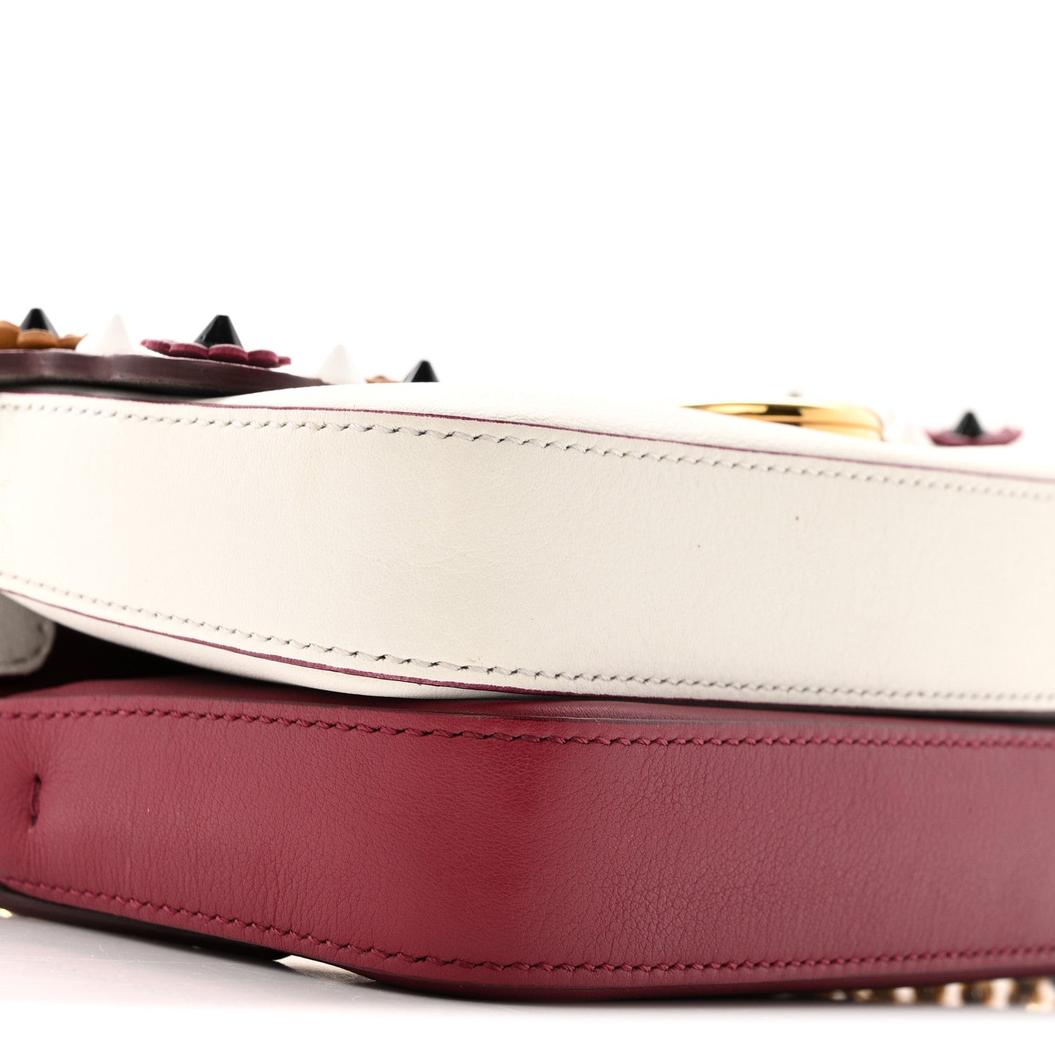 Fendi Vitello Dolce Nappa Flowerland Studded F is Fendi FF Micro Double Baguette White Multicolor 10 of 14