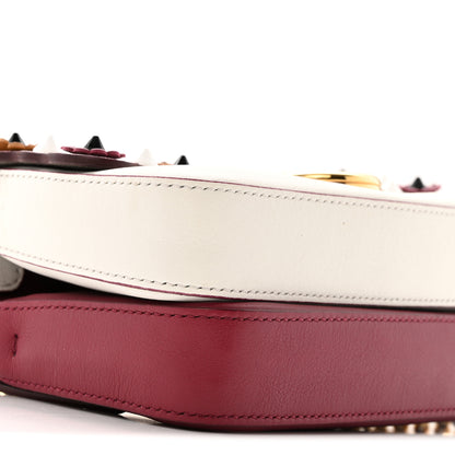 Fendi Vitello Dolce Nappa Flowerland Studded F is Fendi FF Micro Double Baguette White Multicolor 10 of 14