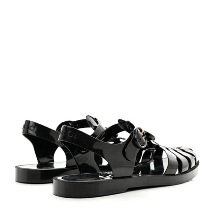 Gucci Shiny Rubber Mens Double G Buckle Strap Sandals 9 Black 4 of 7
