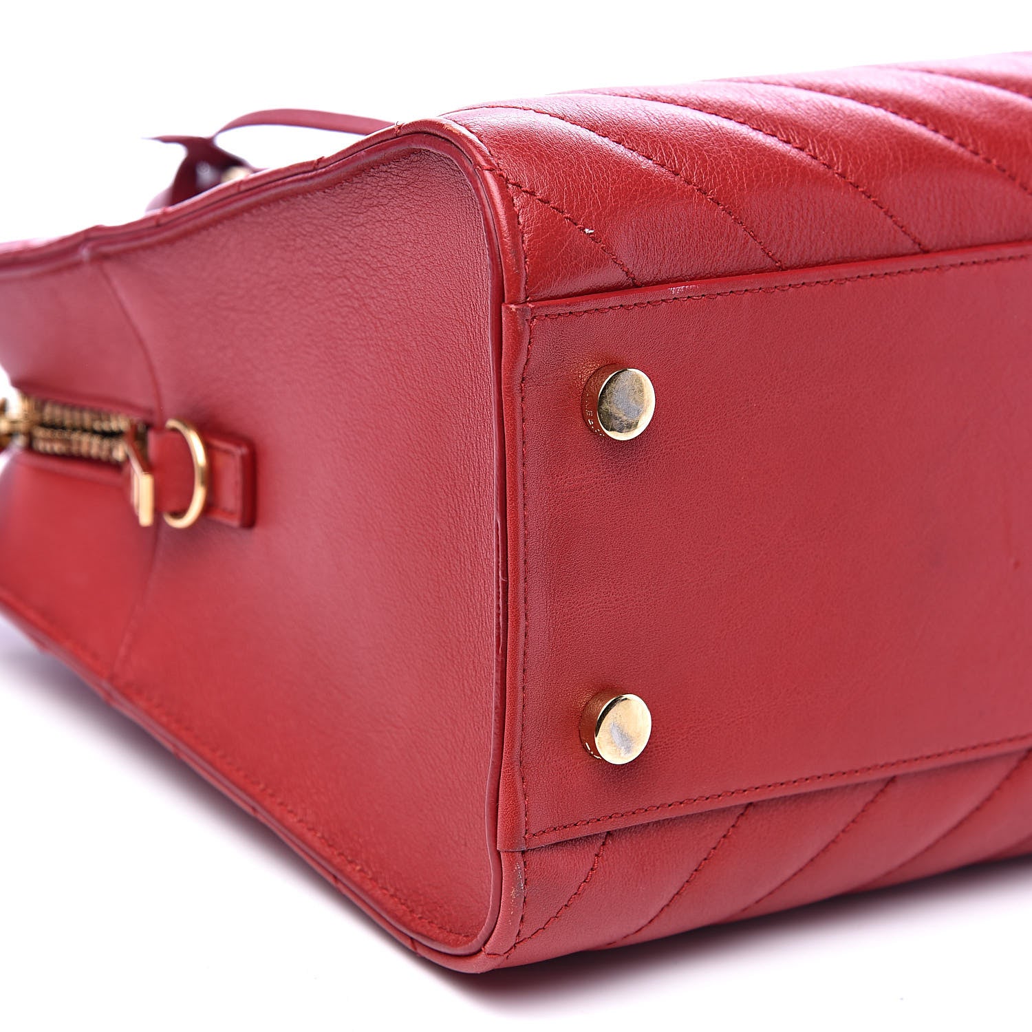 Saint Laurent Calfskin Matelasse Chevron Small Monogram Cabas Lipstick Red 8 of 14