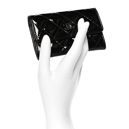 Chanel Patent Quilted Flap Card Holder Black 2 of 9