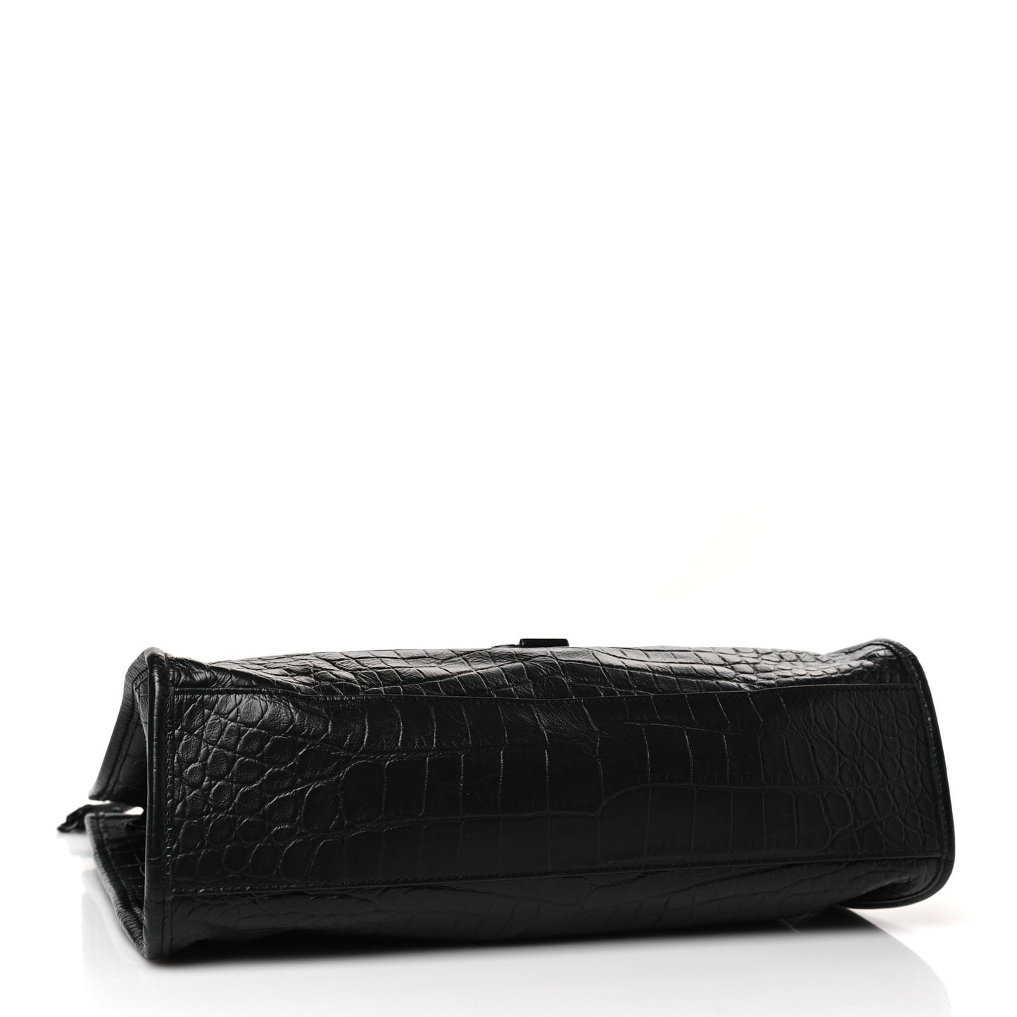 Calfskin Crocodile Embossed Monogram Medium Niki Shopping Bag Black