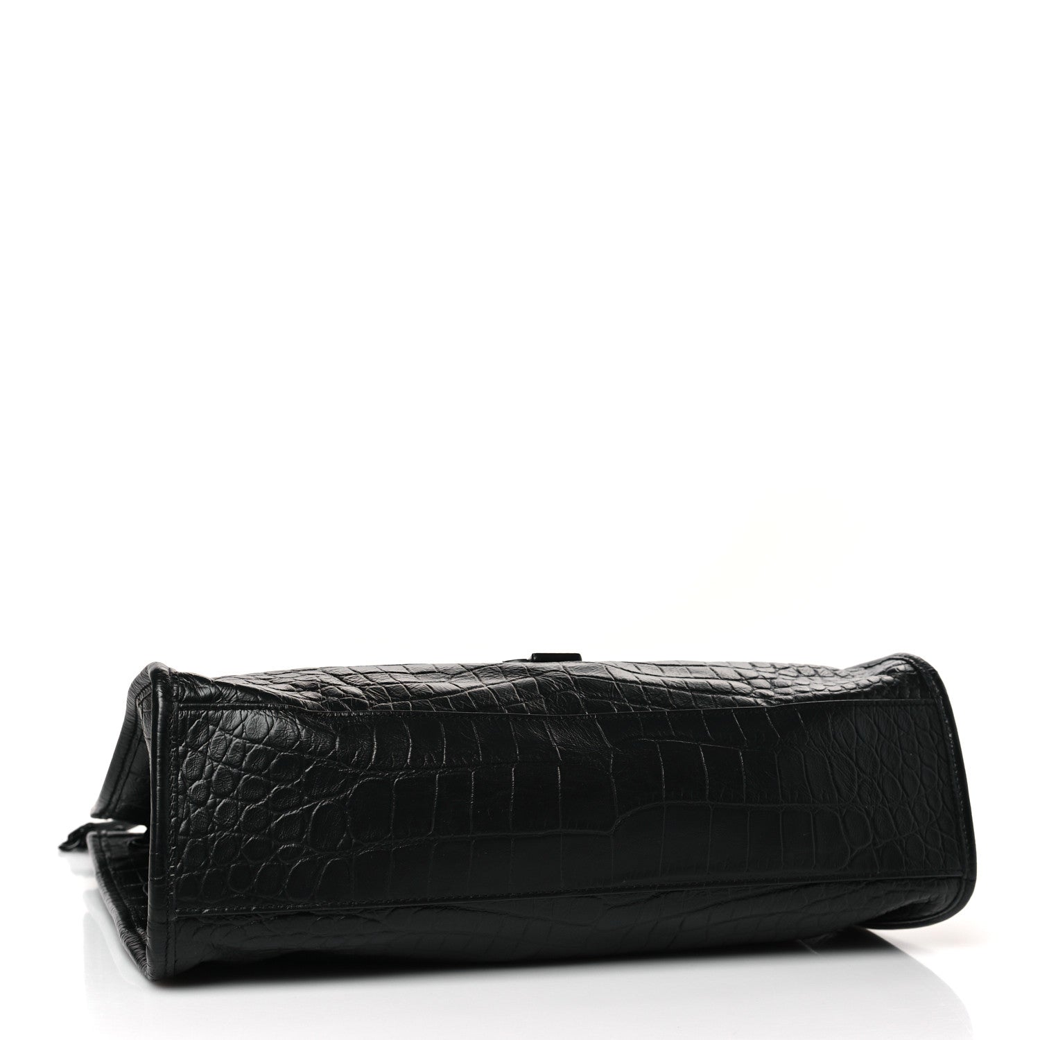 Saint Laurent Calfskin Crocodile Embossed Monogram Medium Niki Shopping Bag Black 4 of 9