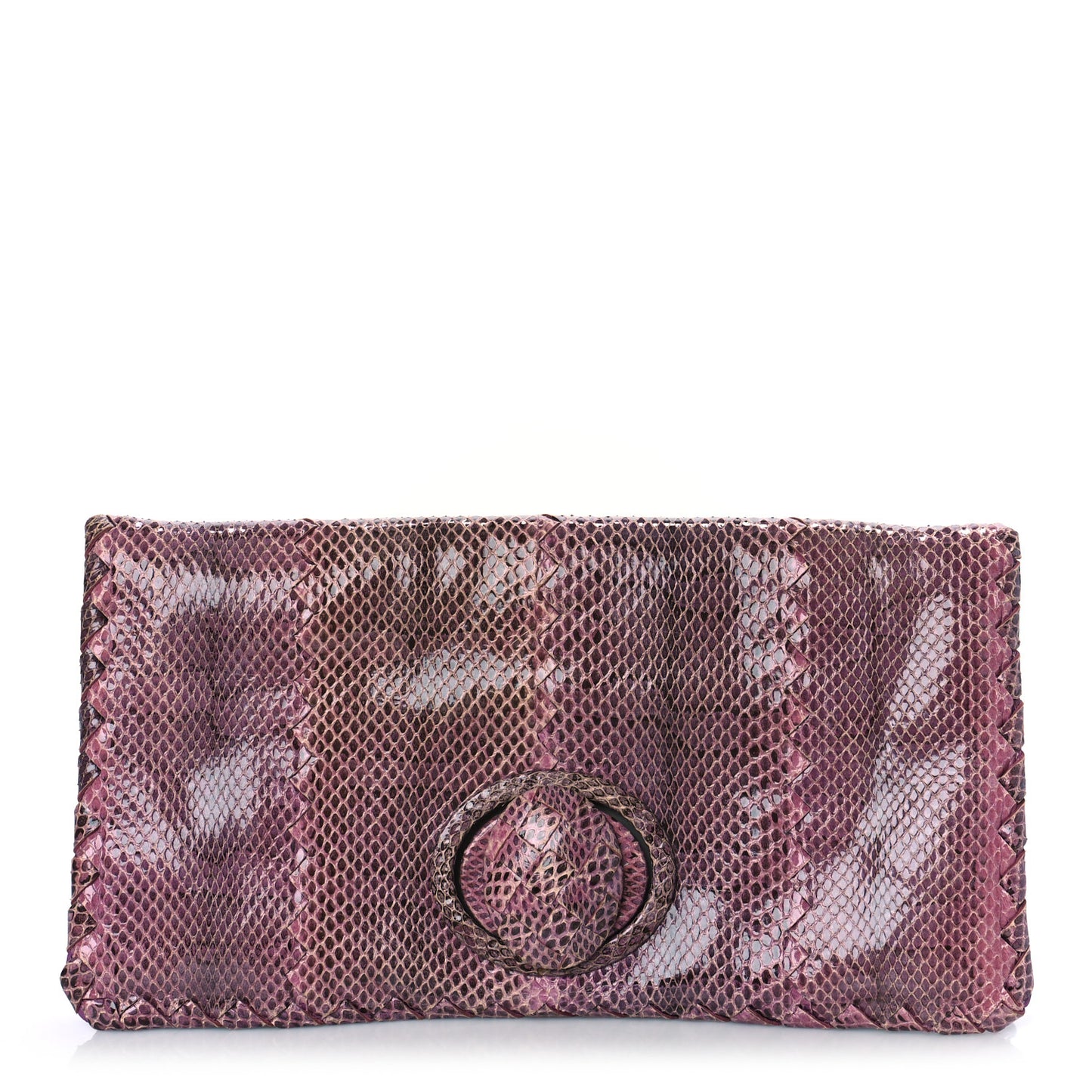 Snakeskin Turnlock Clutch Purple