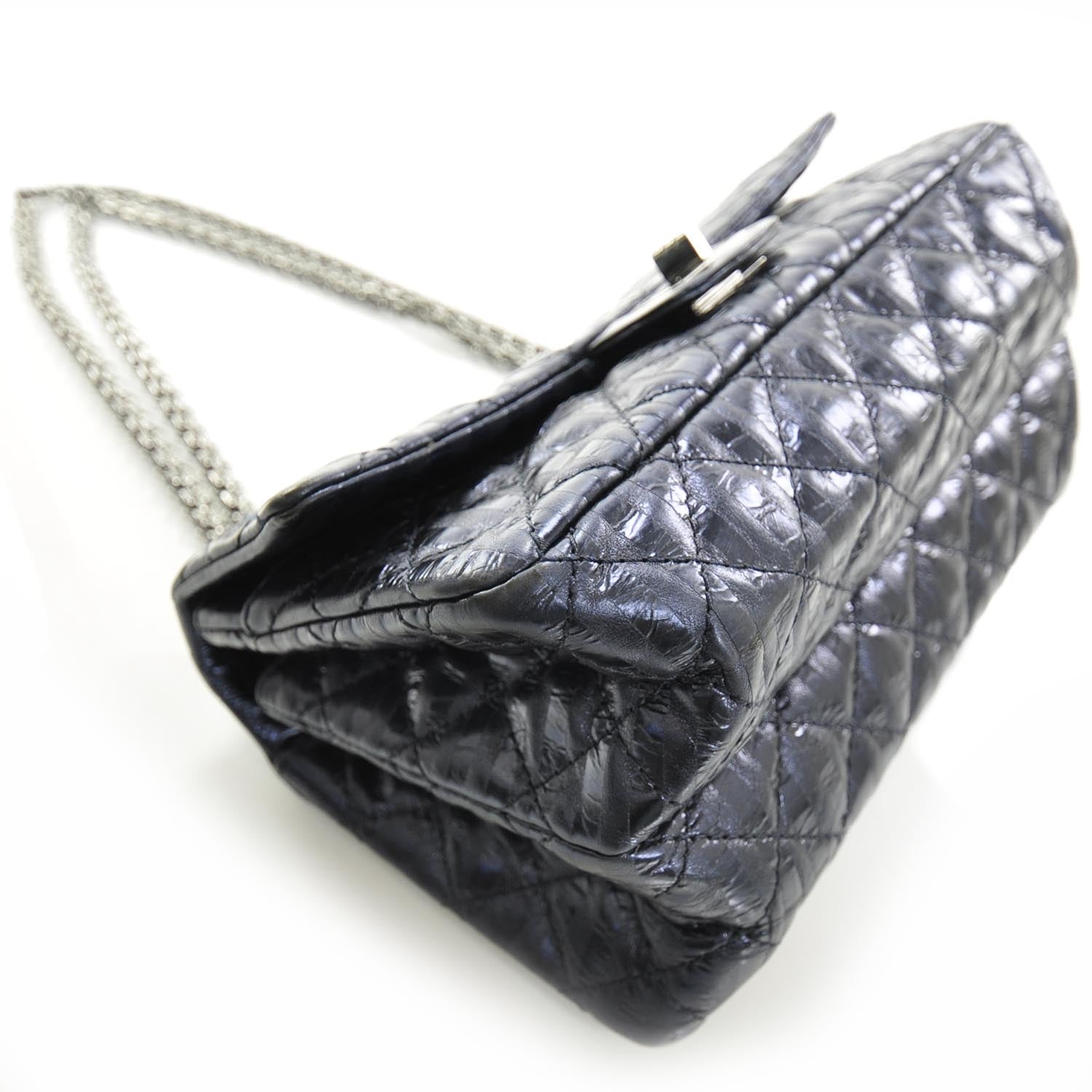 Chanel Striped Accordion Reissue Flap Metallic Blue 4 of 10