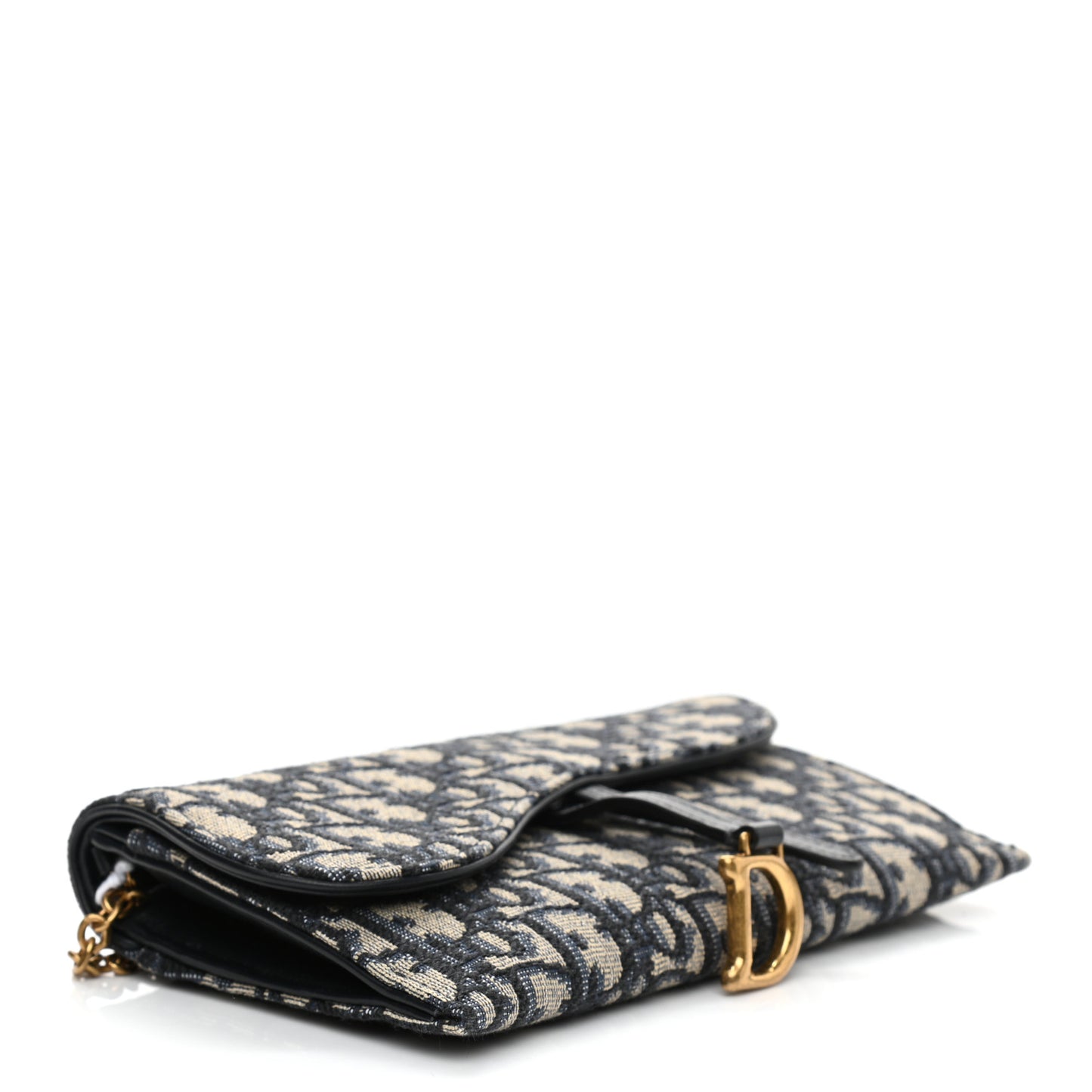 Oblique Saddle Chain Long Wallet Blue