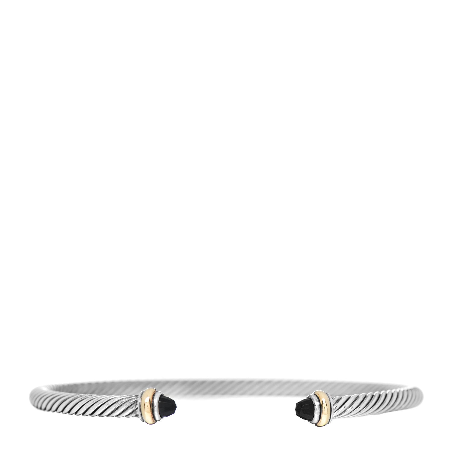 David Yurman Sterling Silver 18K Yellow Gold Black Onyx 4mm Cable Classics Bracelet 1 of 4