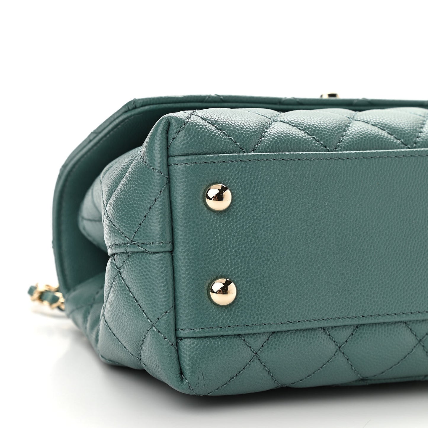Caviar Quilted Lizard Embossed Mini Coco Handle Flap Green
