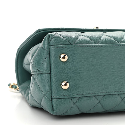 Chanel Caviar Quilted Lizard Embossed Mini Coco Handle Flap Green 9 of 11