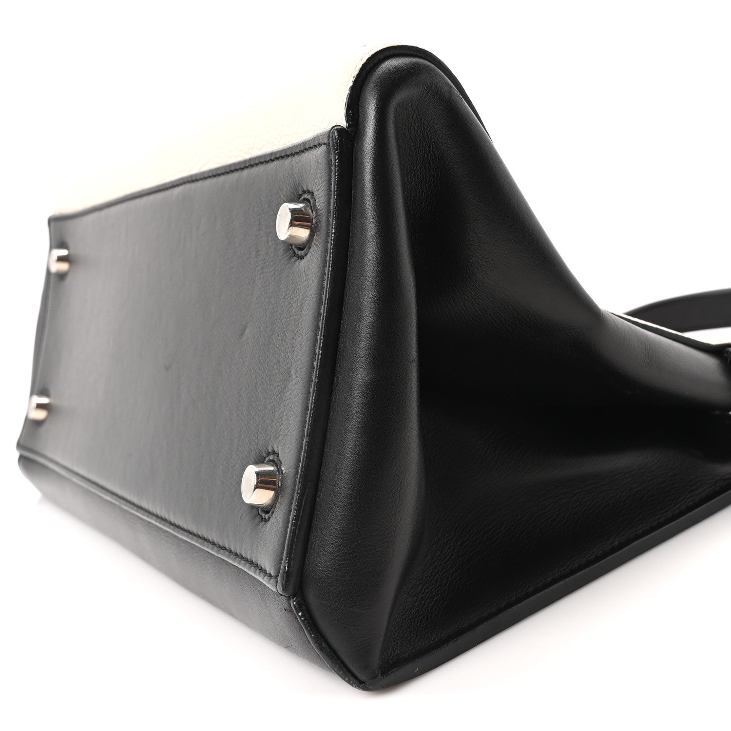 Celine Textured Calfskin Small Bi-Color Edge Shoulder Bag Black Cream 10 of 10