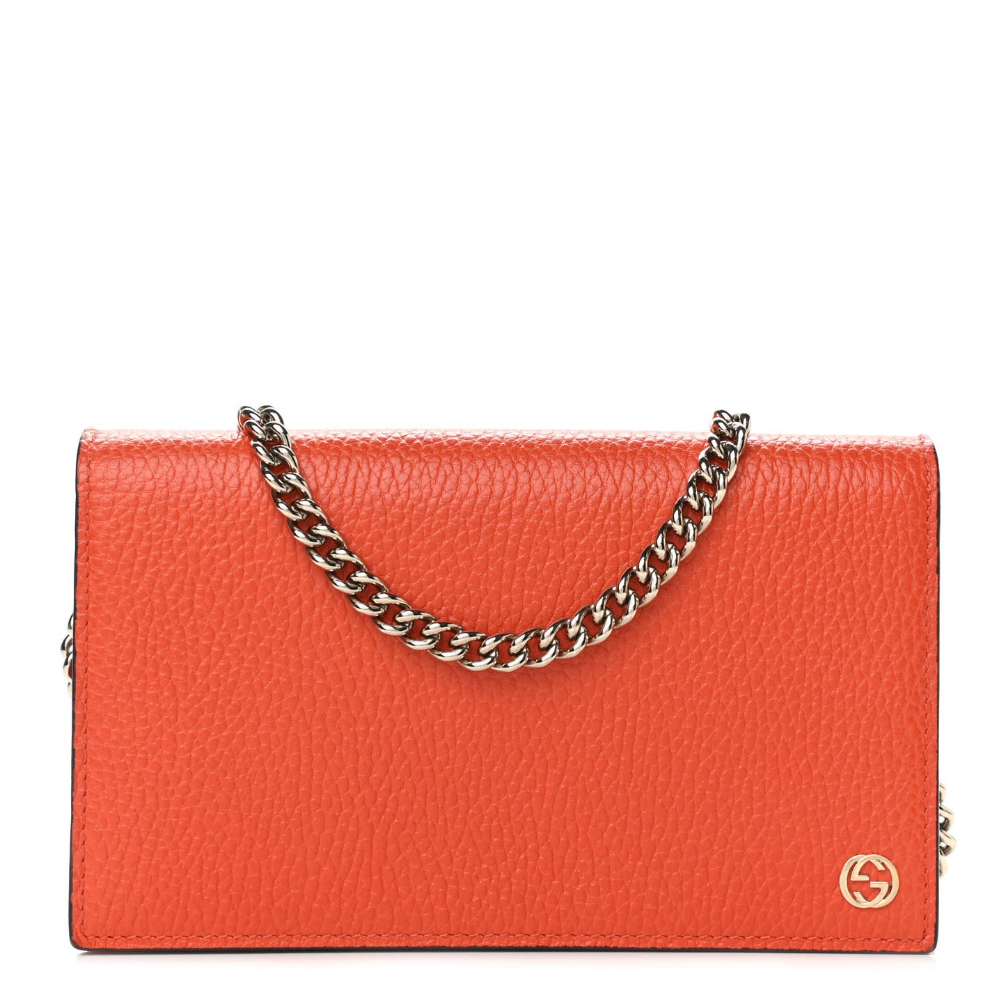 Dollar Calfskin Medium Betty Chain Wallet Sun Orange