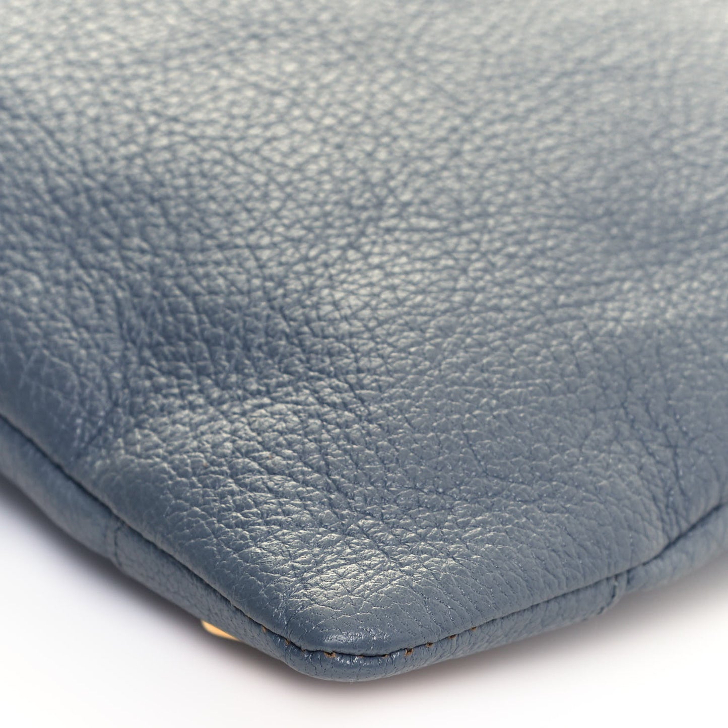 Chevre Gold Metallic Edge Hardware Envelope Clutch Bleu Acier