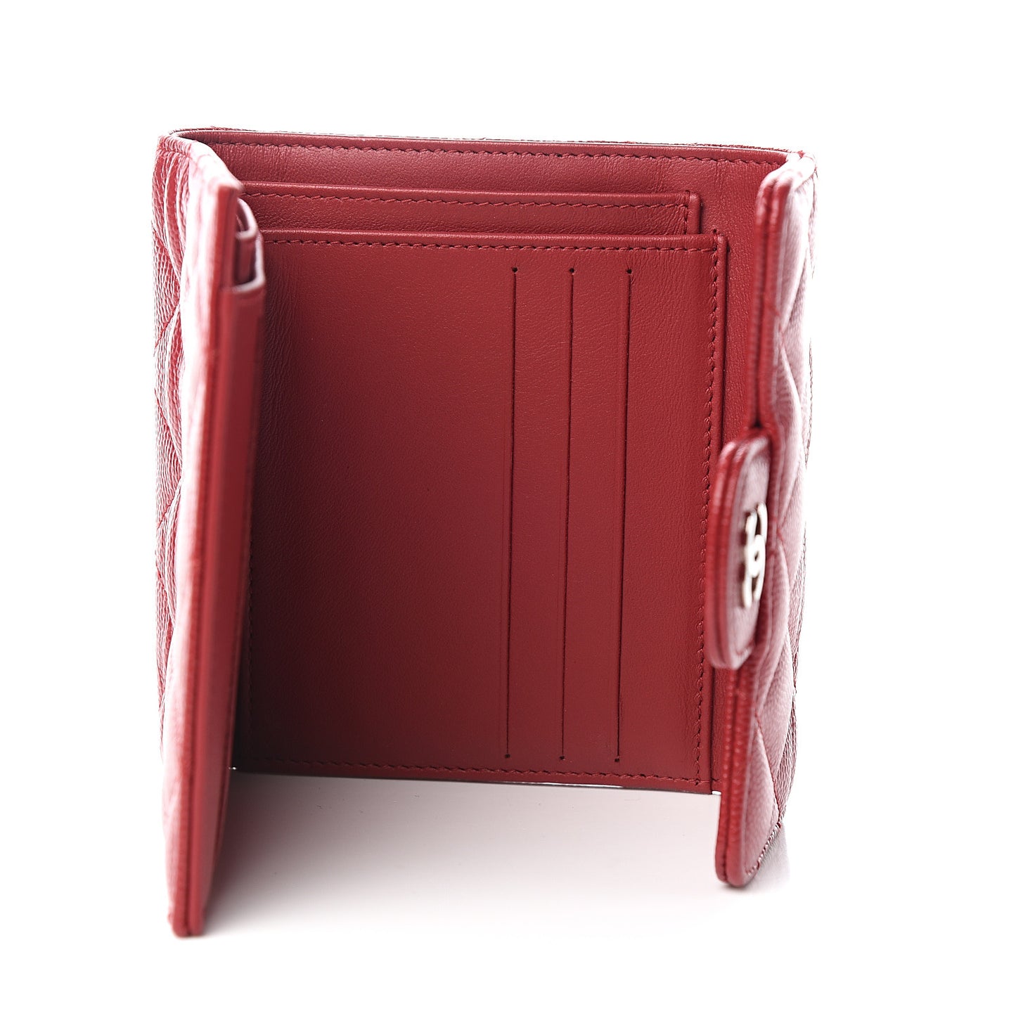 Caviar Quilted Compact Flap Wallet Red