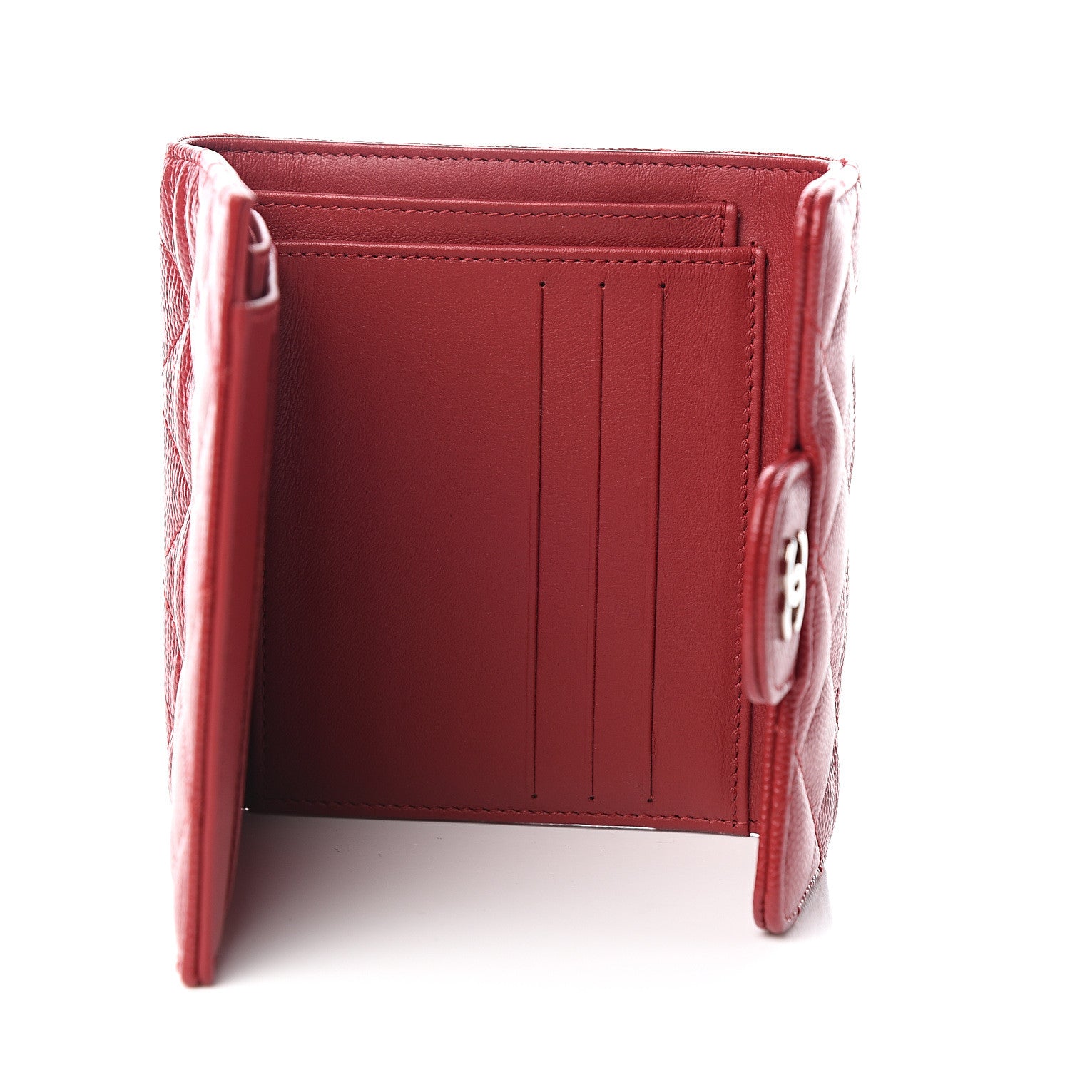 Chanel Caviar Quilted Compact Flap Wallet Red 4 of 7