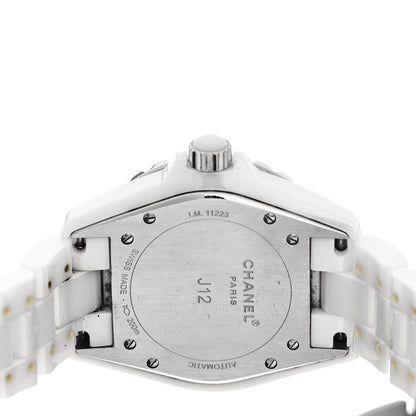 Chanel Stainless Steel Ceramic Diamond 38mm J12 Automatic Watch White 4 of 4