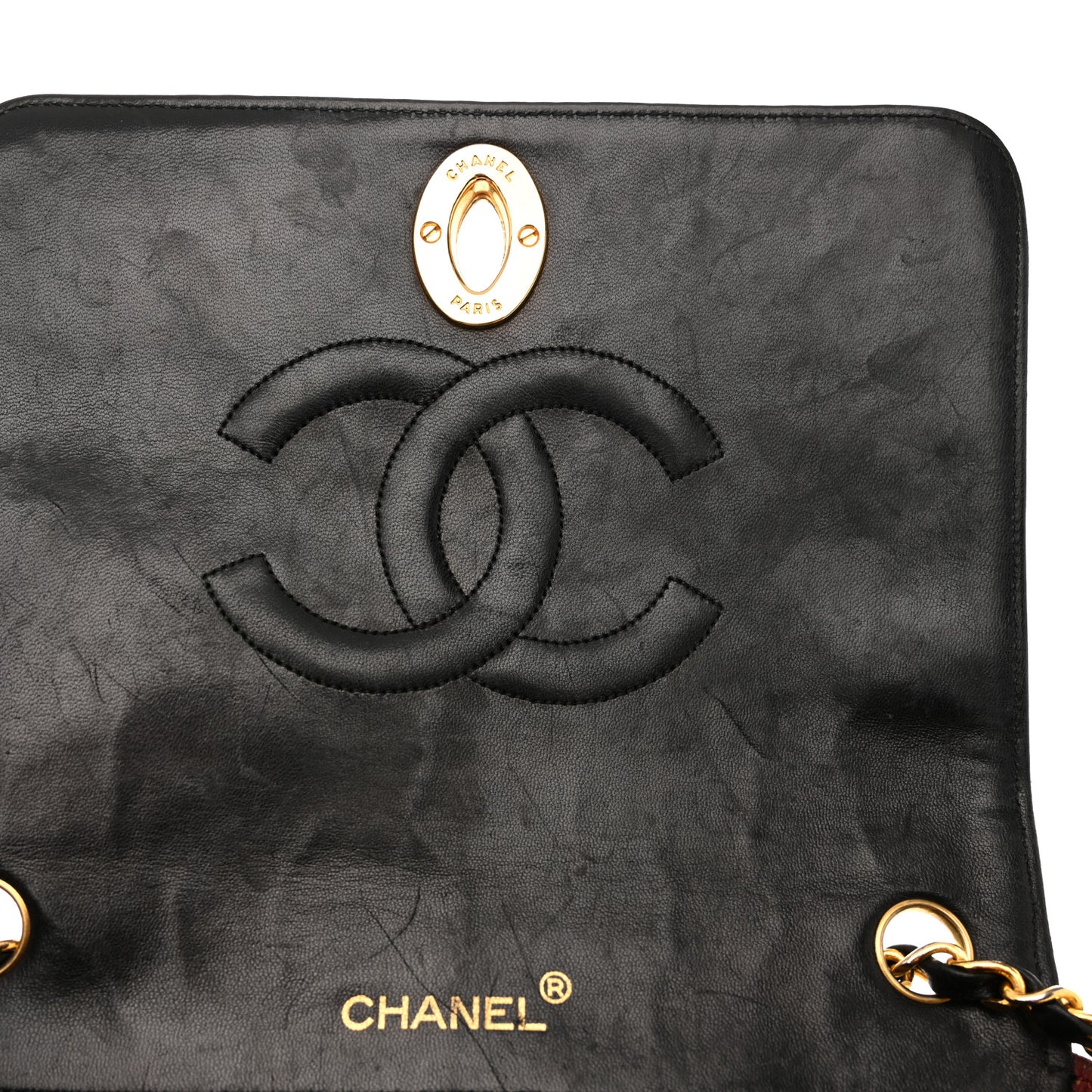 Lambskin Quilted XL CC Small Single Flap Black