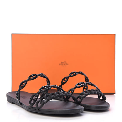 Hermes Rubber Chaine d'Ancre Rivage Sandals 36 Black 8 of 8