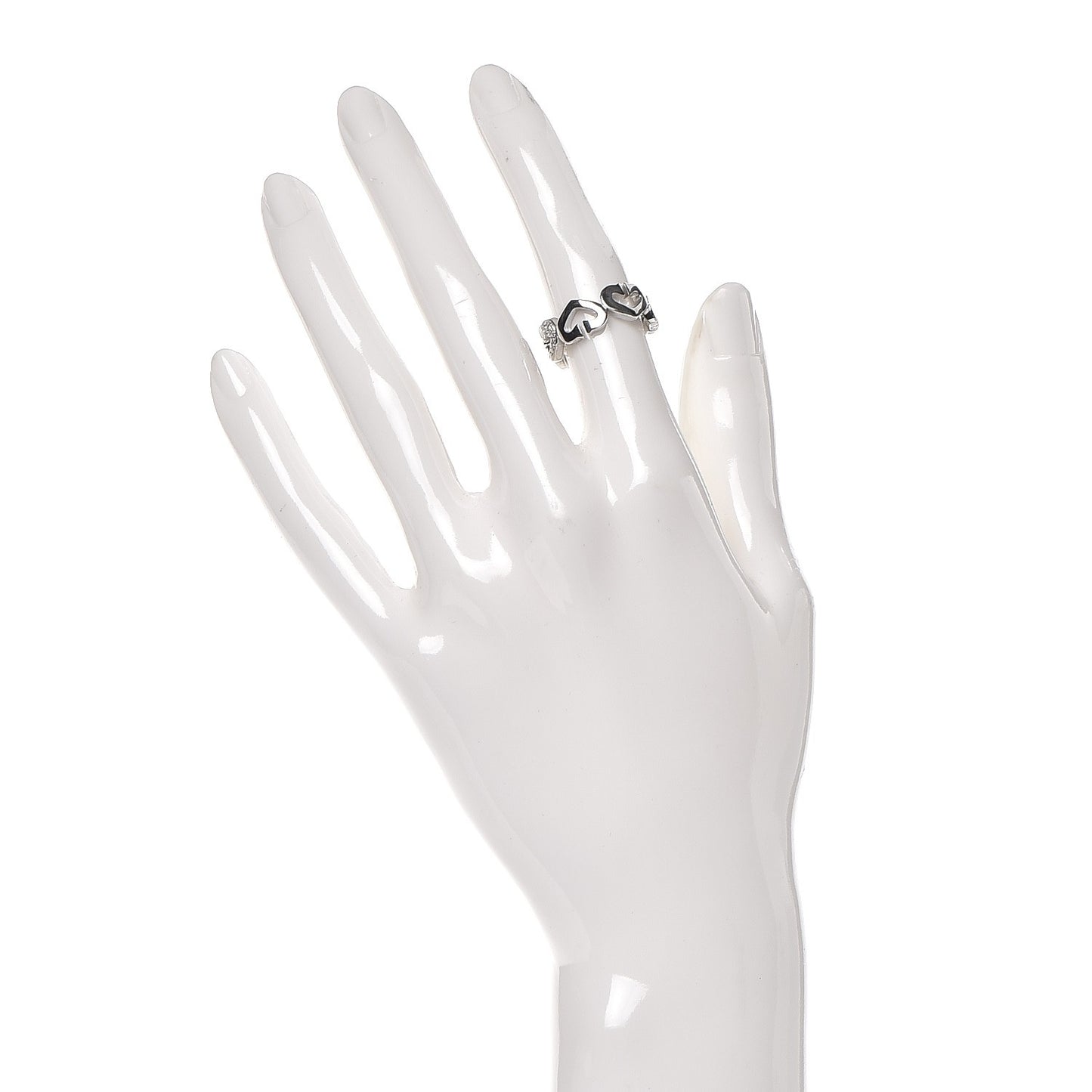 18K White Gold Diamond Hearts and Symbols Ring 49 4.75