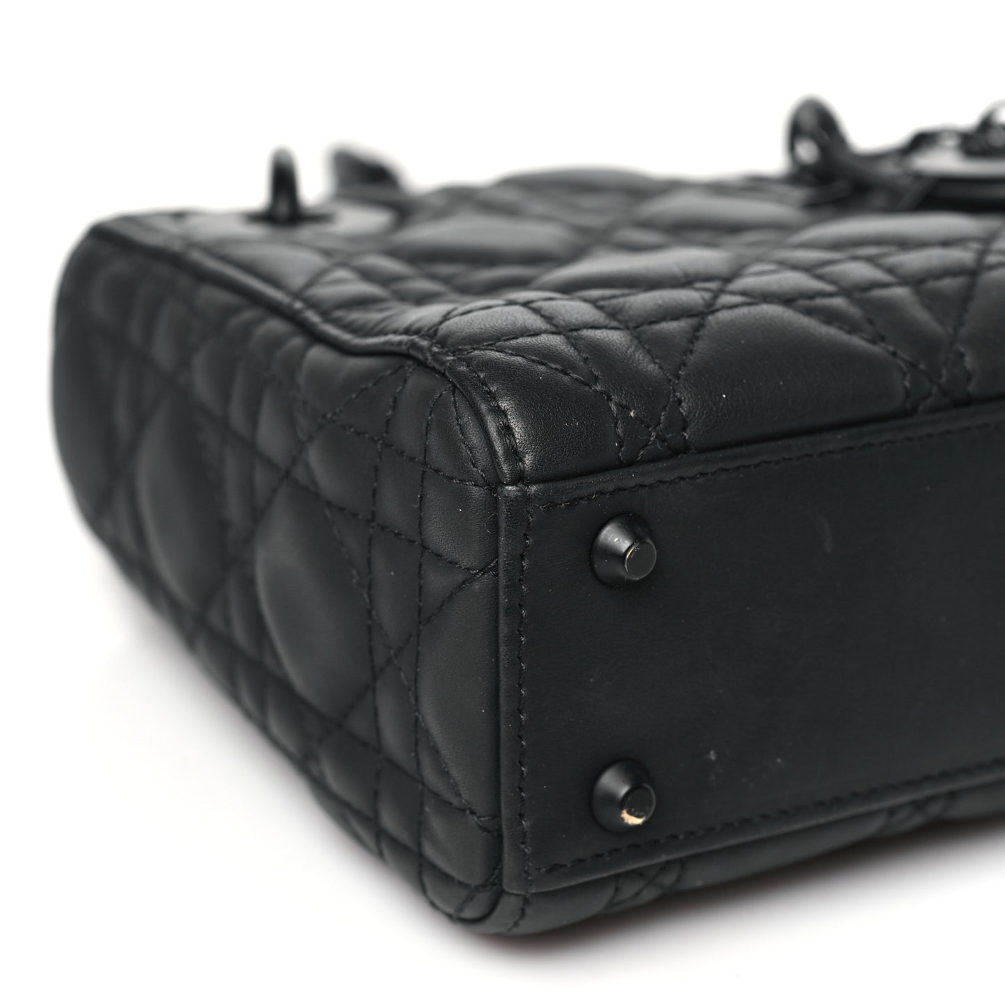 Ultra Matte Calfskin Cannage Mini Lady Dior Black