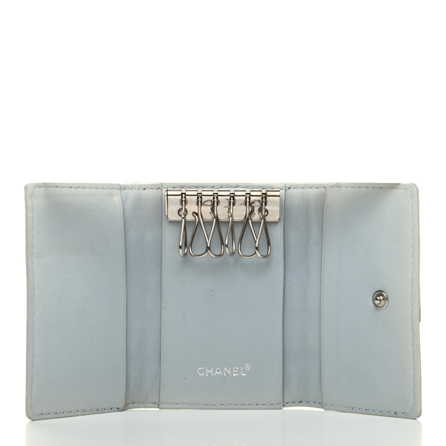 Chanel Lambskin Chocolate Bar 6 Key Holder Light Blue 5 of 9