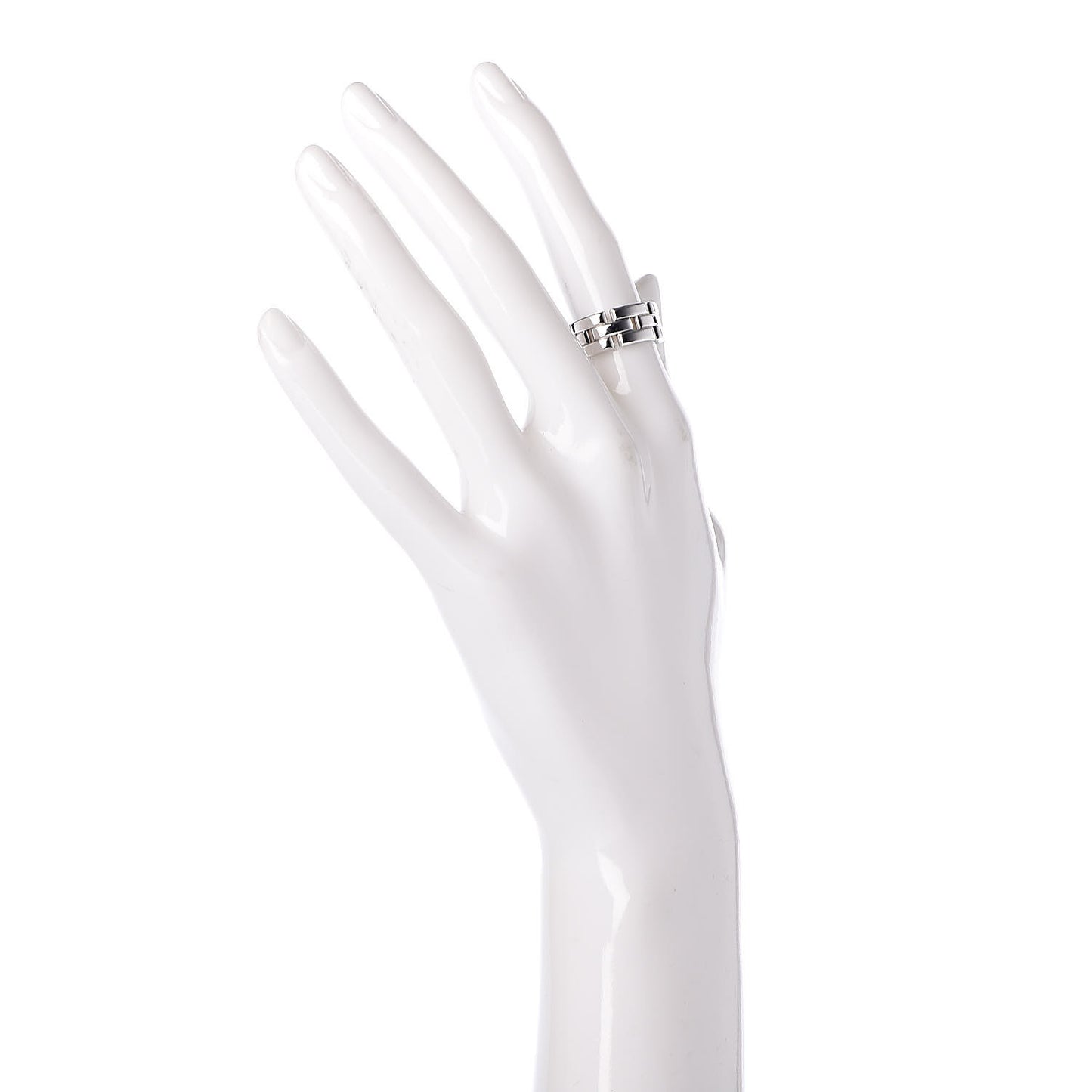 18K White Gold Maillon Panthere 3 Row Ring 49 4.75