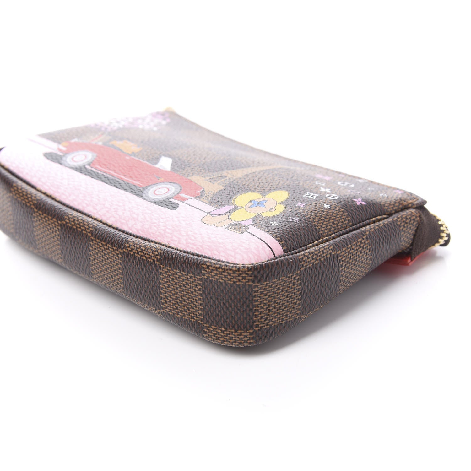 Louis Vuitton Damier Ebene 2019 Christmas Animation Mini Pochette Accessories Red 9 of 10