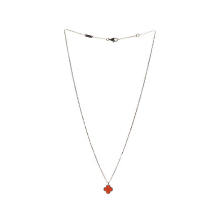 Van Cleef & Arpels 18K Rose Gold Carnelian Sweet Alhambra Pendant Necklace 3 of 7