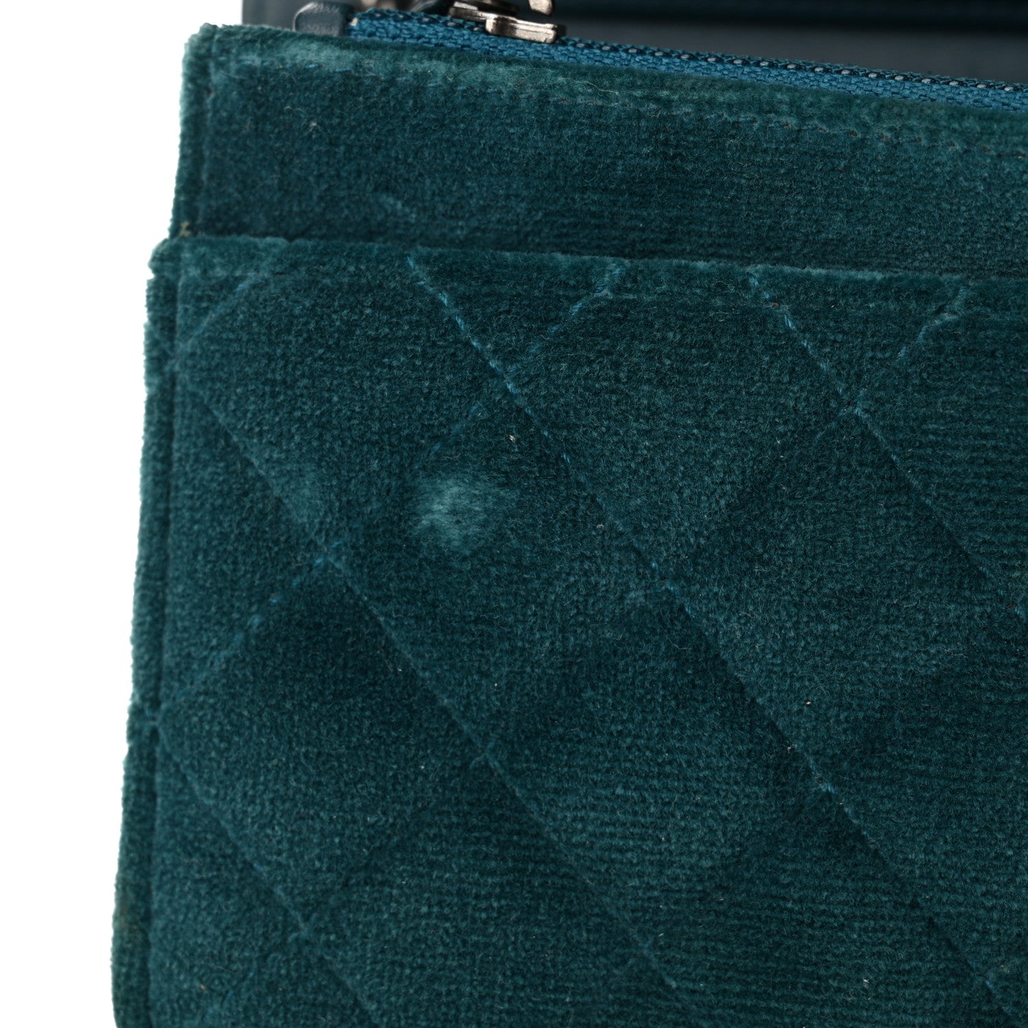 Chanel Velvet Quilted Boy Wallet On Chain WOC Teal 13 of 14