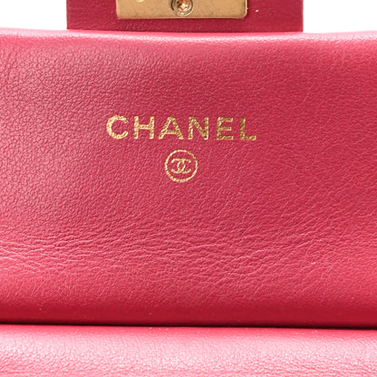 Chanel Calfskin Quilted Lady Handle Flap Card Holder With Chain Dark Pink 6 of 11