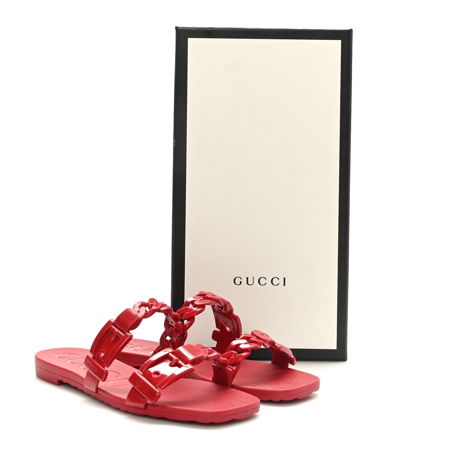 Gucci Rubber Womens Slide Sandals 36 Hibiscus Red 9 of 9