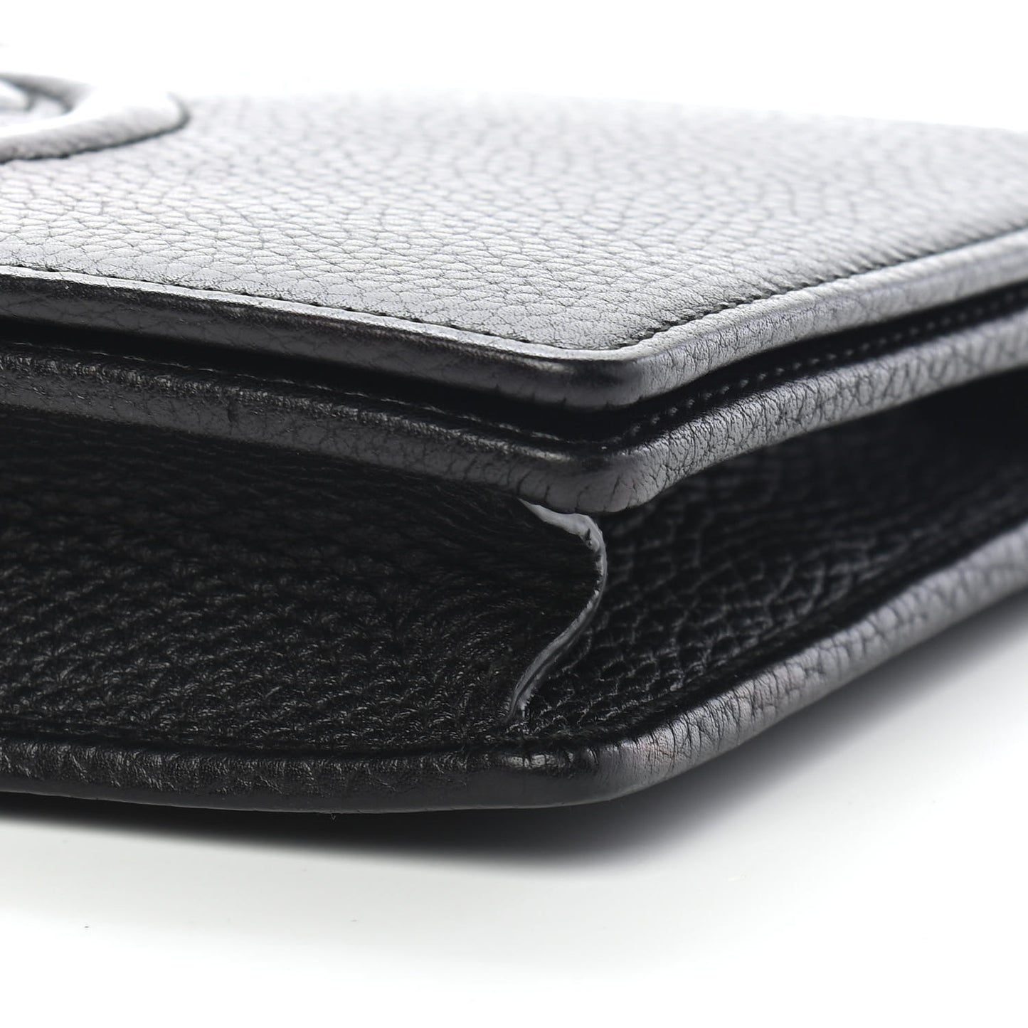 Pebbled Calfskin Soho Wallet on Chain Black