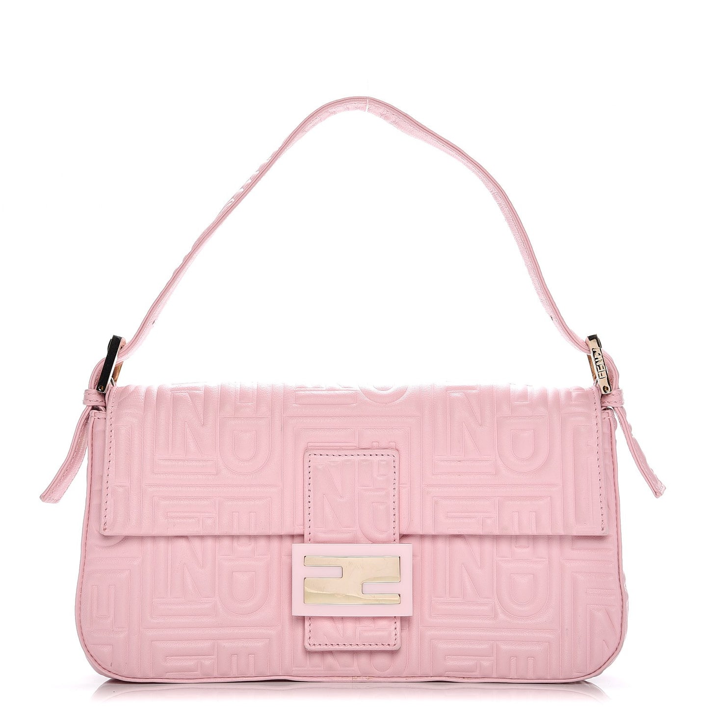Nappa Logo Embossed Baguette Pink